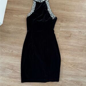 Macy's Black Mini Dress with Silver Accents